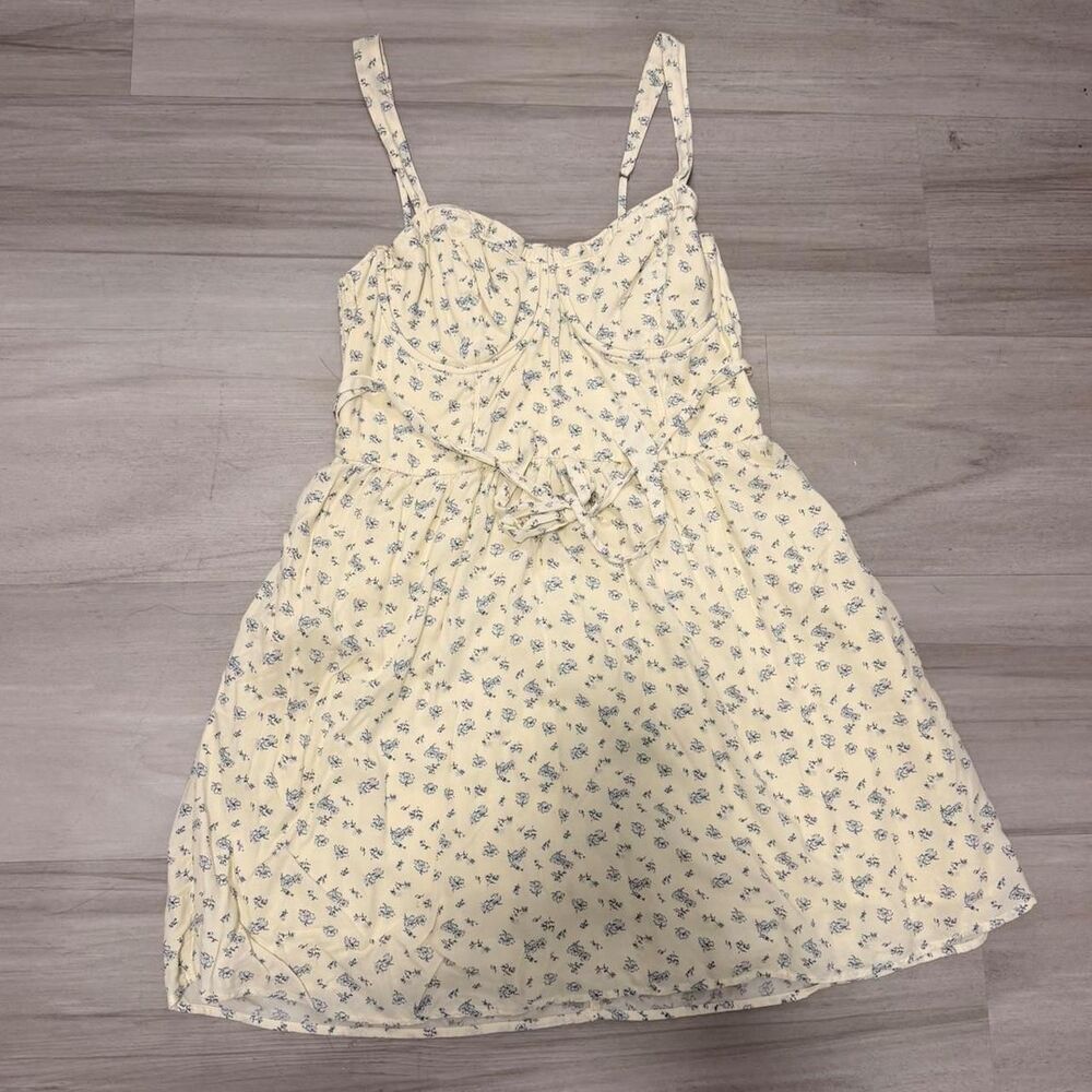Abercrombie-fitch Women's Yellow and Cream Dress